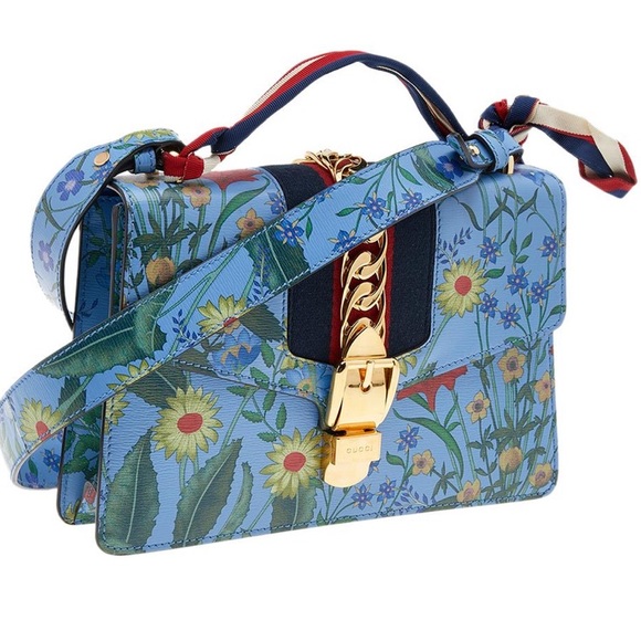 Gucci Sylvie Leather Floral Print Small Shoulder Bag - Picture 4 of 7